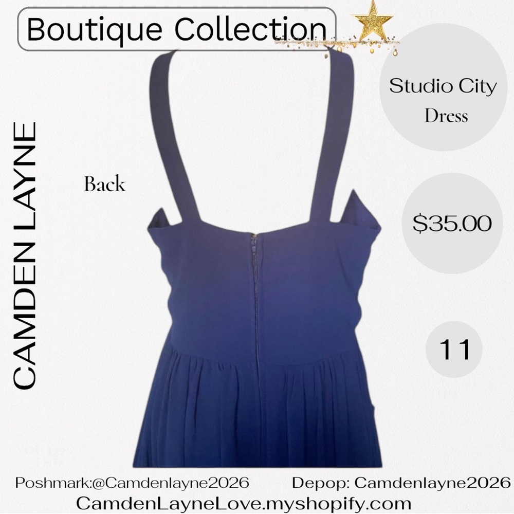 City Studio Blue Halter Sundress for Weddings - Picture 5 of 7
